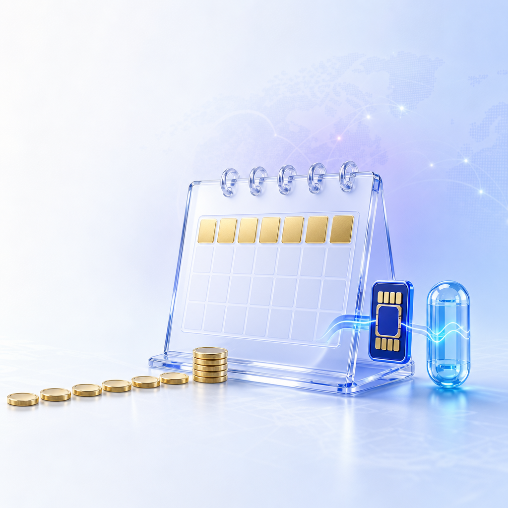 Traveler comparing a seven-day roaming pass calculation with a fixed prepaid data package