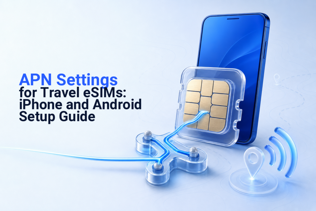 Travel eSIM mobile-data connection being restored on a smartphone