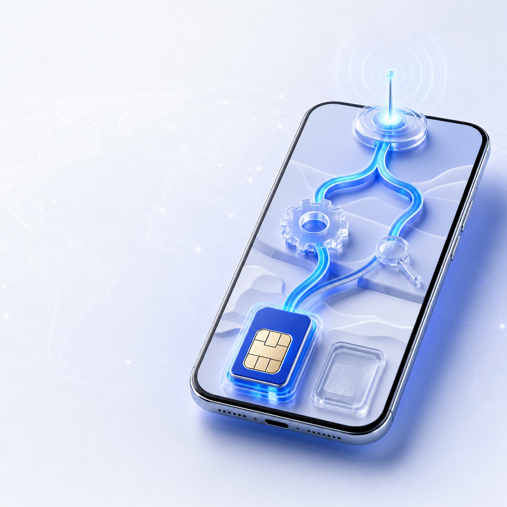 Android path from SIM settings to Access Point Names for a travel eSIM